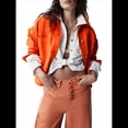 thumbnail image 1 of Chaqueta Vaquera de Larga con Solapa Holgada para Mujer Naranja Rojo M, 1 of 7