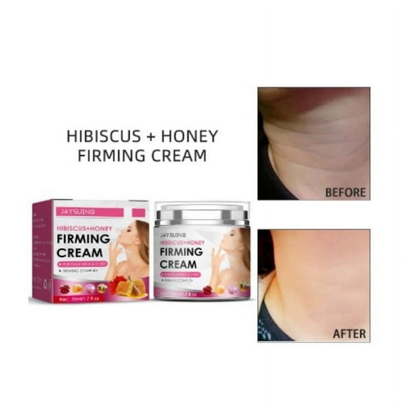 Hibiscus and Honey Neck Firming Cream -for Face&Body-Double Chin Reducer- Anti-Wrinkle Facial Moisturizer with Collagen