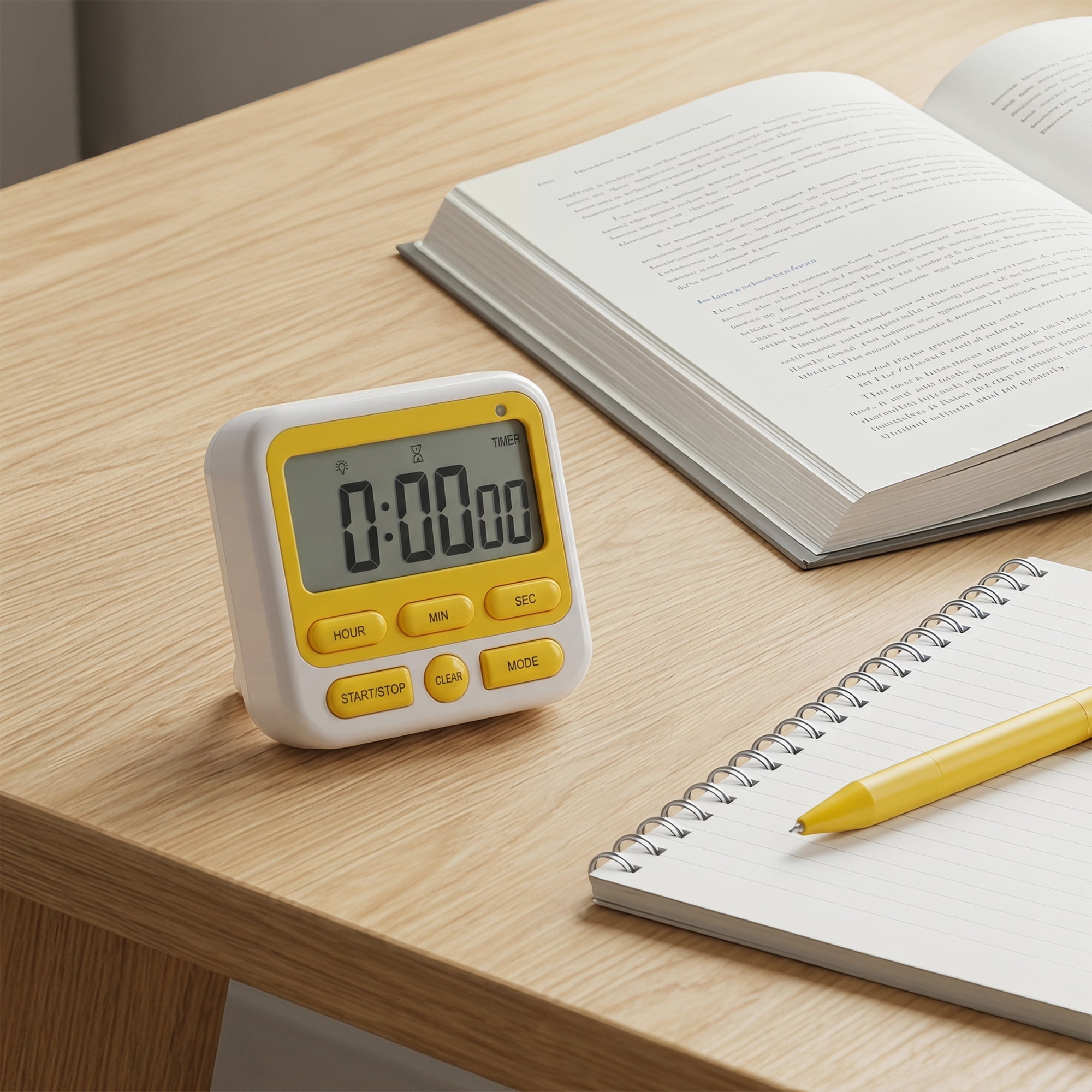 Unique Bargains Kitchen Timer Loud Alarm Clock Magnetic Backing Stand Cooking Timer Yellow