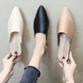 thumbnail image 2 of Women Closed Pointed Toe Flat Heel Slides Slippers Faux Leather Mules Shoes, 2 of 8