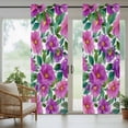 thumbnail image 3 of 1 Panel Outdoor Curtains for Patio Waterproof 54"x95" Purple Flowers Weatherproof Privacy Outsides Curtains, Spring Floral Leaves Botanical Watercolor Grommet Thermal Drapes for Cabana Porch Pergola, 3 of 8