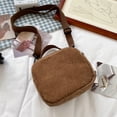 thumbnail image 2 of Bolsa bandolera de pana bordado oso estudiante chica pequeño de hombro (marrón) Likrtyny Para Estrenar, 2 of 6