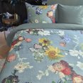 thumbnail image 4 of Ensemble de Housse de Couette en Satin de Coton Vert des Fleurs, 4 of 4