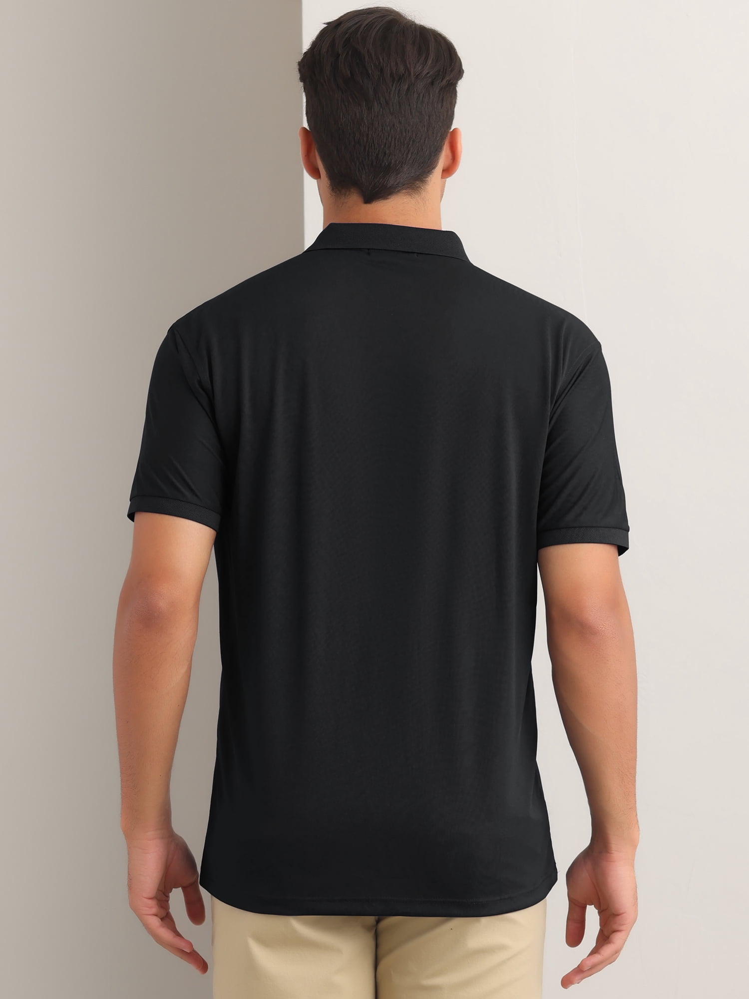 DARING DIVA Men's Solid Stretch Short Sleeve Slim Fit Golf Shirt M Black