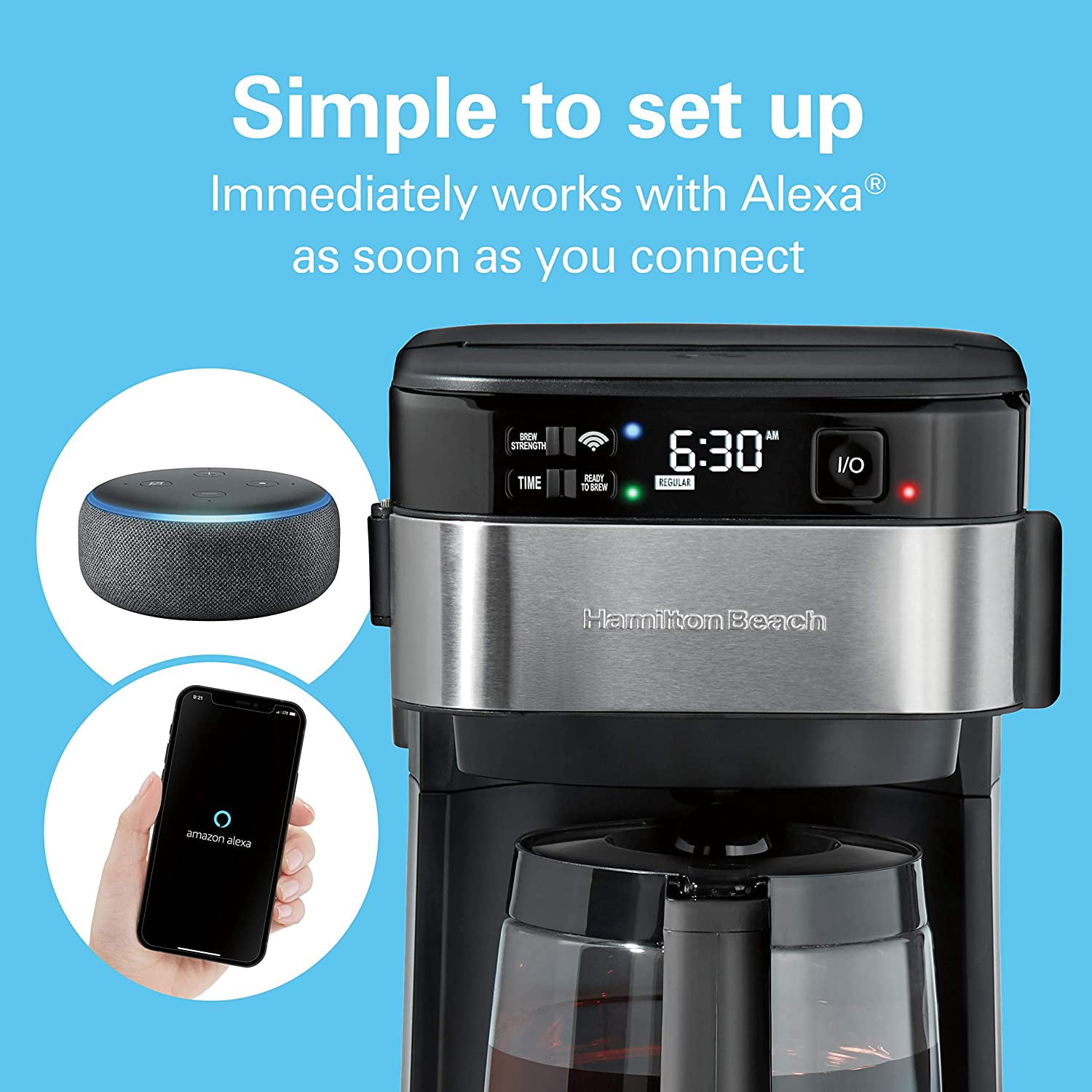 Hamilton Beach Works with Alexa Smart Coffee Maker, Programmable