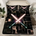 thumbnail image 2 of Erosebridal 3D Lightsaber Games Bed Sheets Twin,Neon Lights Bedding Twin Size,Geometry Gradient Grid Sheet Set Twin,Breathable Room Decor，3-Piece, 2 of 8