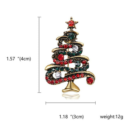 Christmas Tree Vintage Crystal Rhinestone Enamel Christmas Tree Brooch