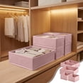 thumbnail image 2 of VORJELT 5-Piece Non-Woven Fabric Drawer Organizer Set - Foldable Storage Box for Clothes, Underwear, Socks, and Miscellaneous Items - Space-Saving Design for Wardrobe and Home Organization Pink, 2 of 6