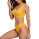 thumbnail image 1 of Trajes de baño para mujer Traje de baño de dos piezas Poliéster Correa ancha Triángulo Cuello en V Traje de baño con bandas Amarillo M, 1 of 6