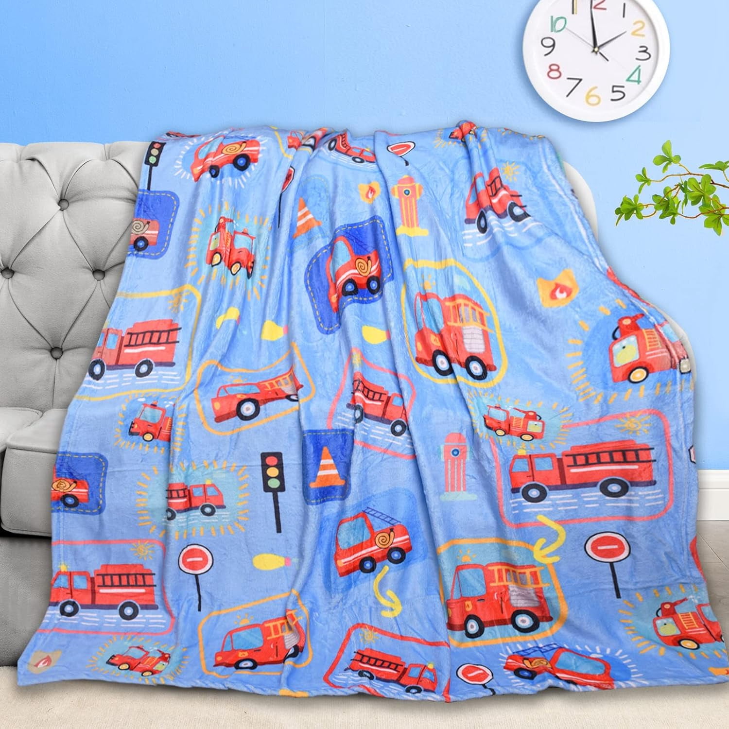 Toddler Boys Fleece Blanket 40x50" - Cars, Trucks, Airplanes Pattern, Soft Throw For Nap & Travel - View #2