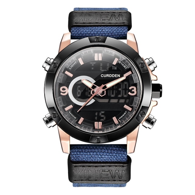 Montre de Sport pour Homme Mode Étanche Quartz Numérique LED Montres Décontractées