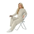 thumbnail image 6 of MINTREUS Women's Pajama Set Long Sleeve Lounge Set Ribbed knit Sleepwear Two Piece Pjs Set with Pocket, 6 of 7