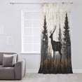 thumbnail image 3 of Forest Elk Semi Sheer Curtains Drapes for Living Room, Bedroom, French Doors Window 72 Inches Long, Rustic Nature Tree Retro Deer Silhouette Rod Pocket Chiffon Curtain Drapery Voile Draperies Panel, 3 of 6