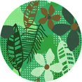 thumbnail image 1 of Ahgly Company Machine Washable Indoor Round Transitional Green Area Rugs, 4' Round, 1 of 7