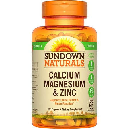 (2 pack) Sundown Naturals Calcium Magnesium Zinc Caplets, 100