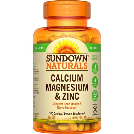 - (2 pack) Sundown Naturals Calcium Magnesium Zinc Caplets, 100 CT