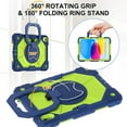 thumbnail image 4 of SaniMore Case for iPad 10th Generation 10.9" 2022, Shockproof Bumper Shoulder Strap 360° Rotating Handle Bracket + Pencil Holder Tri-layer Hybird Anti-drop Kids Shell, Navy+Green, 4 of 8