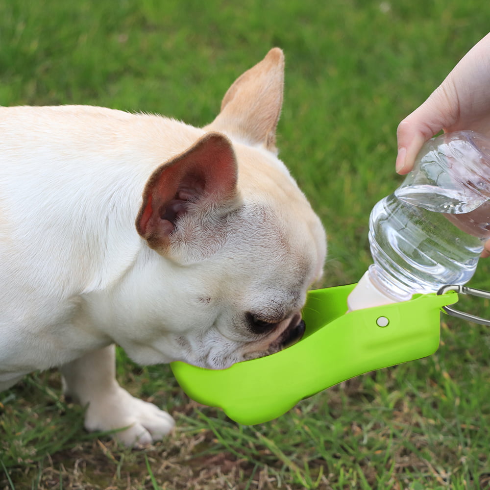 Cats Pink Dog Water Bottle with Foldable Bowl Holder Drink Cup Tray Stand Attachment for Walking Dogs Small Animals Travel Drinking Dispenser Hanging Buckle Accessory for Pets 