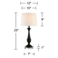 thumbnail image 5 of 360 Lighting Joyce Modern Table Lamps Set of 2 with Round Riser 25" High Black Metal White Linen Drum Shade for Bedroom Living Room Bedside Office, 5 of 5
