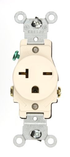 5821-i Leviton Ivory 3 Wire Grounding Single Flush Receptacle 20a 250v for sale online 