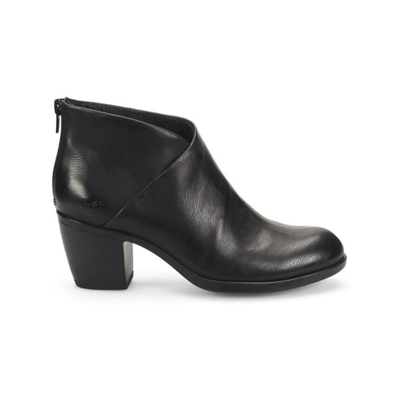 BOC Womens Black Cushioned Stacked Heel Zip-Up Leather Booties 11