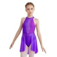 thumbnail image 2 of Linjinx Kids Girls Lyrical Dance Dress Ballet Leotard Latin Dancewear Modern Contemporary Ballerina Purple 8, 2 of 7