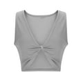 thumbnail image 6 of biudgviw Cute Tank Top for Women Twist Knot Front Deep V Neck Sleeveless Shirts Solid Color Cami Ribbed Tee Trendy Party Club Clothes, 6 of 6