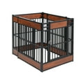 thumbnail image 2 of RYPetmia Dog Playpen Outdoor, 6 Panels Dog Pen 32" Height Dog Fence Exercise Pen with Doors for Medium/Small Dogs, Pet Puppy Playpen for RV, Camping, Yard Brown, 2 of 7