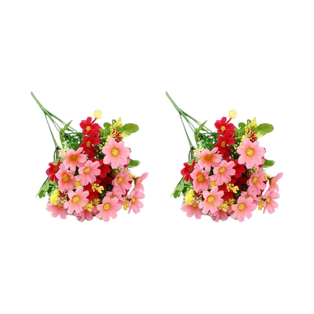 Flores artificiales Inteprter 2 piezas de seda decoración Rosa