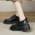 thumbnail image 4 of NECHOLOGY Botas Mujer Adulto Femenino Zapatos Botines mujer mujer cuero artificial Color sólido otoño suela gruesa tacones cuadrados con cordones botines cortos zapatos de punta redonda (Black, 7.5), 4 of 7