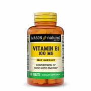 Mason Natural Vitamin B1 (Thiamin) 100 mg - Healthy Conversion of Food into Energy, 100 Tablets