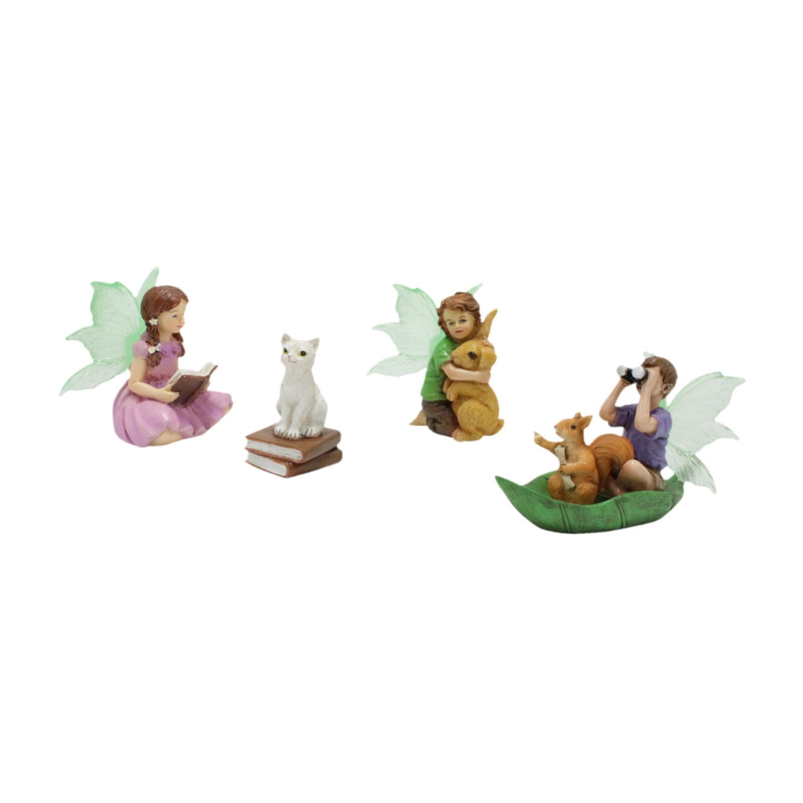 colaxi 4 Pieces Micro Landscape Ornament Garden Fairies Yard Courtyard Sculpture Boy Girl Figurines Outdoor Decorative Angel Statues