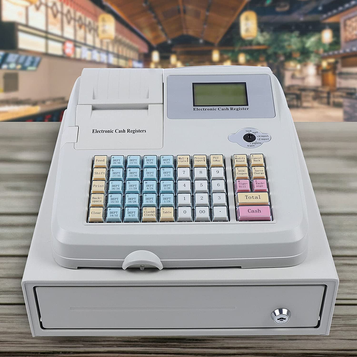 Programmable Electronic Cash Register with Drawer, 48 Keys