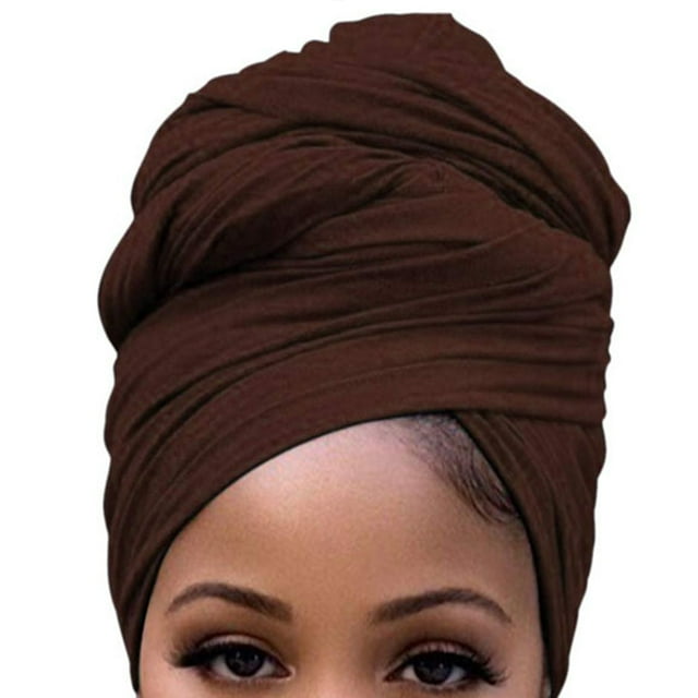 tredstone Turban Nœud Style Simple Hijab Bonnet Polyvalent Foulard Extensible Respirant Bonnet Anti-Perte Accessoires pour Femmes Café