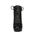 thumbnail image 6 of BLISSFUL STEP Women's Platform Lace Up Strap Block Heels Ankle Boots Black 7, 6 of 7