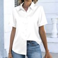 thumbnail image 7 of CIENVNSTG Womens Satin Silk Blouse Short Sleeve Lapel Collar Tops Lightweight Solid Color Button Down Shirts Work Business Dressy Outfits White M, 7 of 7