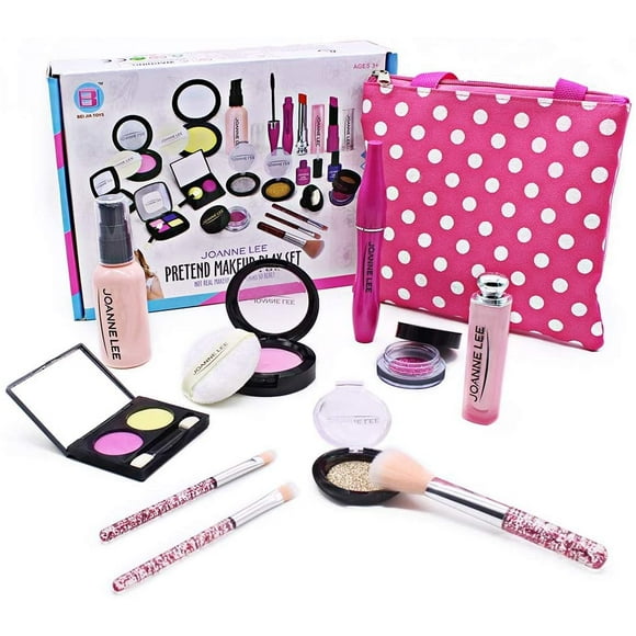 Makeup Kit Toys for 2, 3, 4, 5 Year Old Girls, First Make Up Set for Little Princess Play Dress Up, Kids Cosmetic, Best Birthday Gift for Toddler-with Polka Dot Bag (Not Real Makeup)
