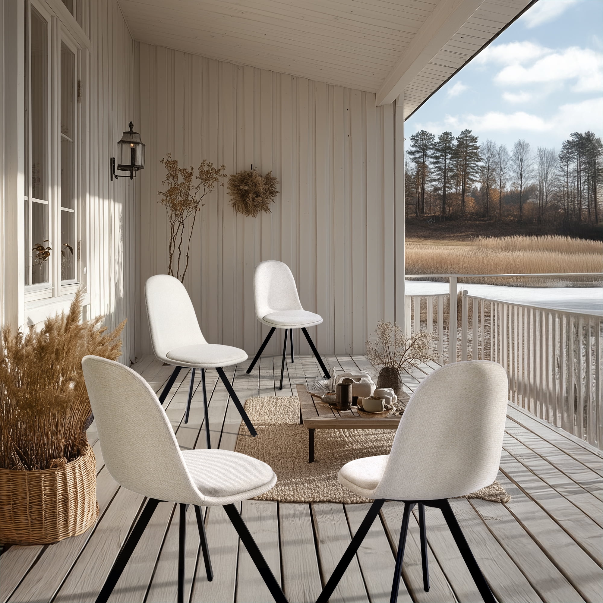 Homy Casa Swivel Dining Chairs Set of 4, Upholstered Kitchen Chairs for Living Room Office, Beige