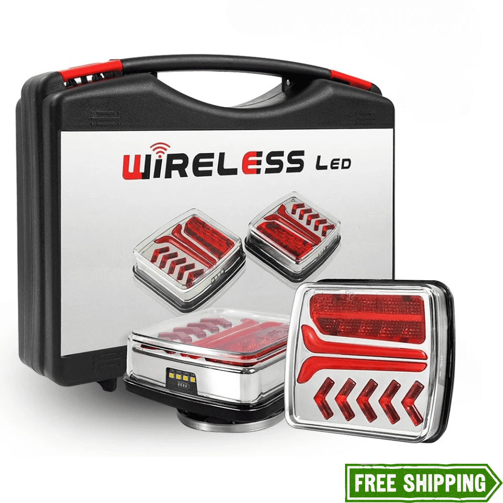 Magnetic Wireless Trailer Lights Kit for Towing Trucks, Rechargeable LED Tow Lights, Waterproof Portable Tail Lights for Truck RV Camper Boat, Brake Turn Signal Running