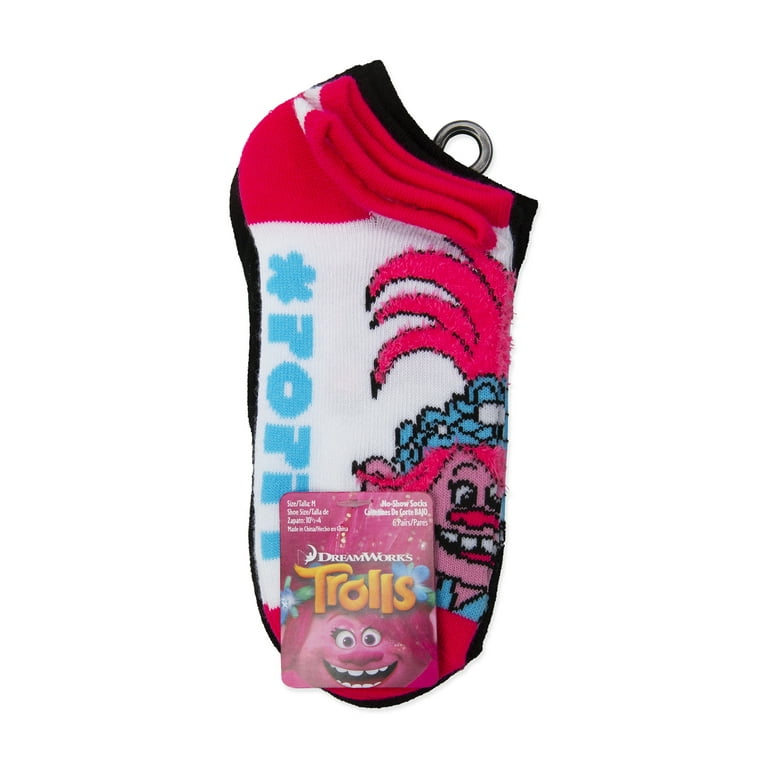 Universal's Trolls 2 Girls 6-Pack No-Show Socks