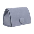 thumbnail image 2 of Mini joyero de terciopelo, caja de almacenamiento para pendientes, collares y anillos con cierre a presión. Gris claro, 2 of 9