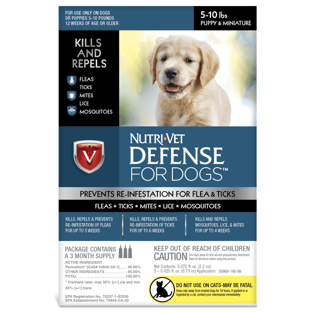 Flea & Tick Insect Repellant Defense for Dogs Kills & Repels 5-10Lbs by Nutri-Vet