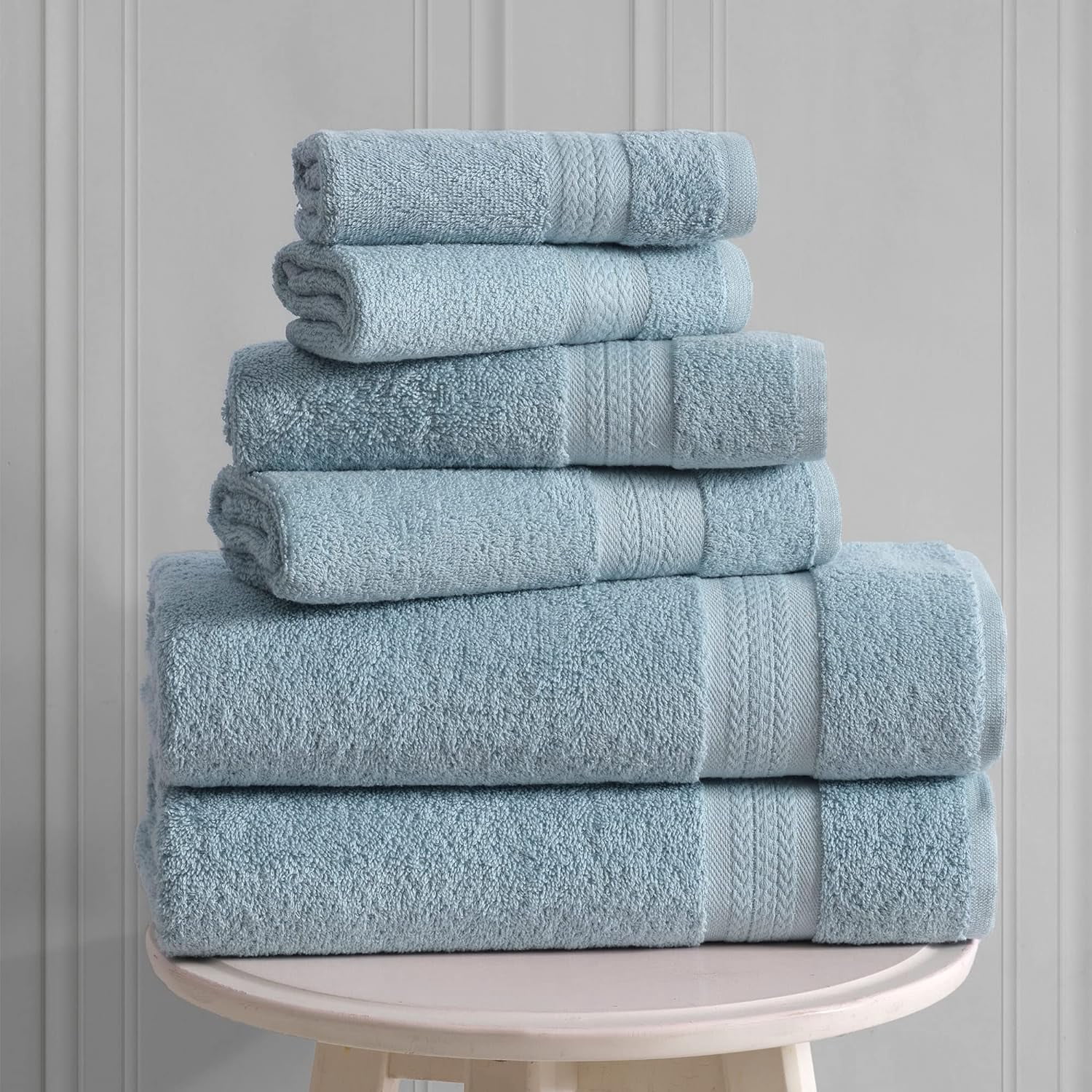 Regal Ruby, 6 Piece Towel Set, 2 Bath Towels 2 Hand Towels 2 Washcloths, Soft and Absorbent, 100% Turkish Cotton Towels for Bathroom and Kitchen Shower Towel, Blue