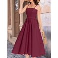thumbnail image 5 of Women'S Summer Maxi Dress Sleeveless Sundress Strap Smocked Beach Dresses Wine Red XXL, 5 of 6