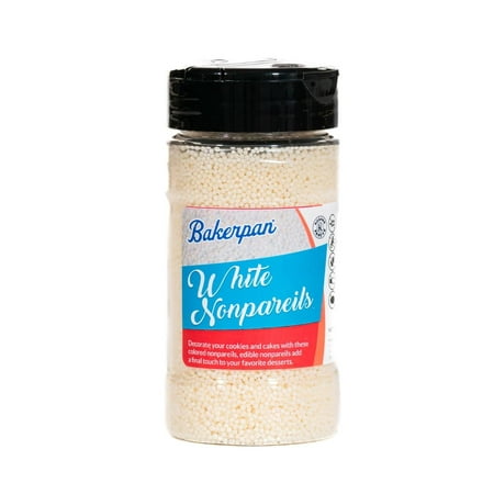 Bakerpan White Nonpareils Sprinkles - 7 Ounces Sprinkles for Cake Decorating - Edible Nonpareils for Cupcakes, Ice Cream, Cake Decorations