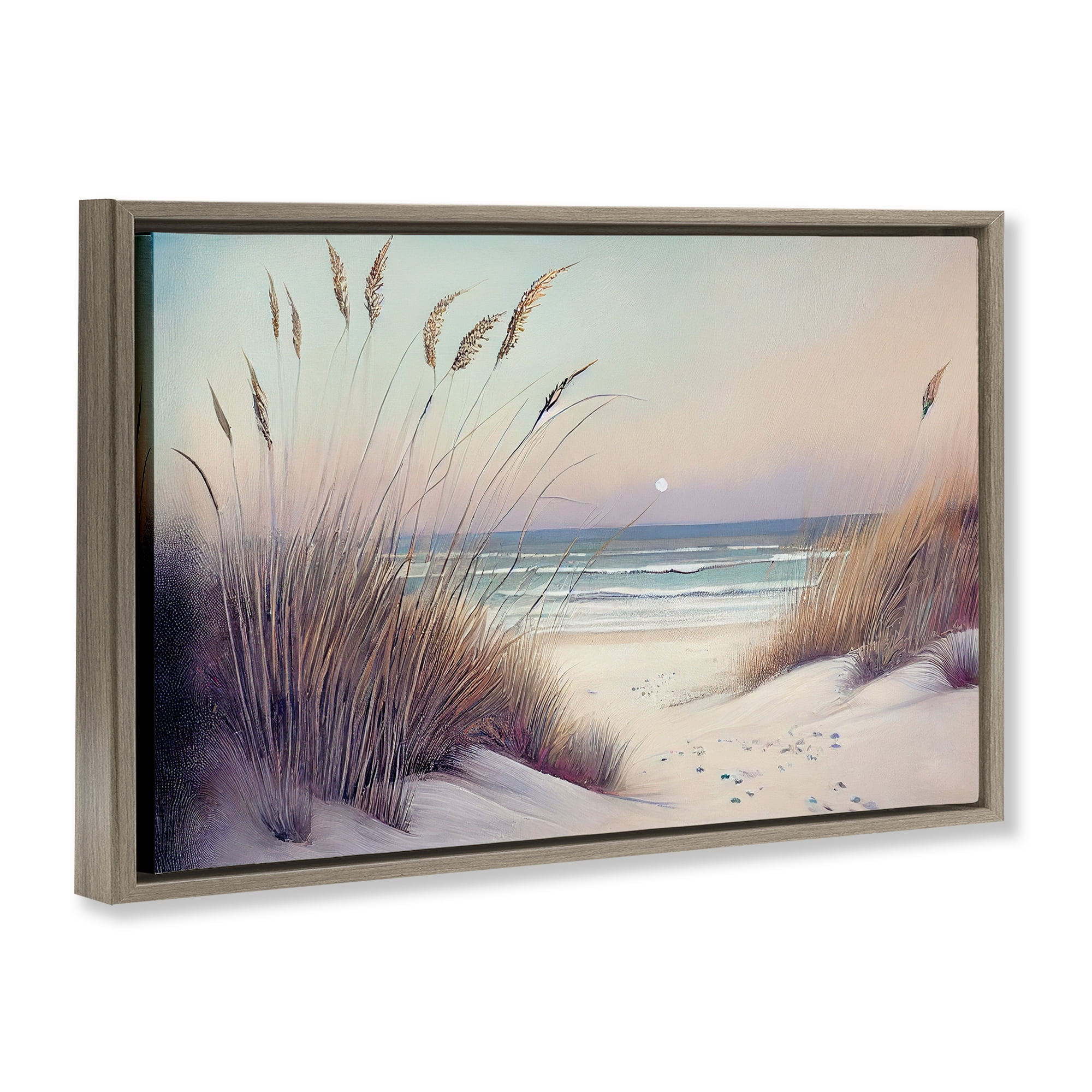 Euphoria Beach Dunes View Brown Framed Floater Canvas Wall Art, design by Sasha