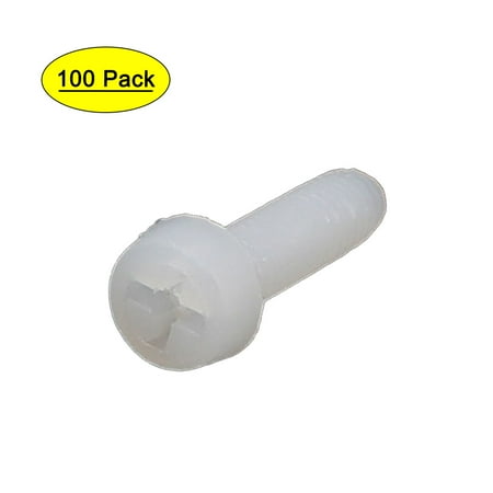 

M2.5x10mm Round Head Nylon Machine Screw Bolt Fastener White 100pcs