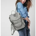 thumbnail image 4 of UTO Fashion Backpack Purse for Women Vegan Leather Ladies Large Shoulder Bag Convertible Travel Bag with Pouch(Light Grey), 4 of 8