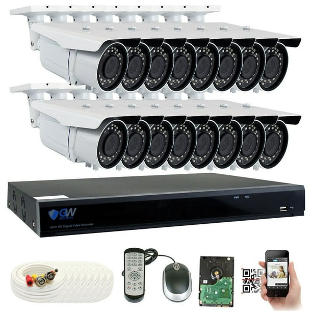 Gw 16 Channel 5mp 1920p Complete Security Camera System W 16 5mp Cctv 2 8 12mm Varifocal Zoom Outdoor Cameras 8ch 2tb Dvr Surveillance Kit Up To 196ft Night Vision Walmart Com Walmart Com
