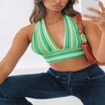 thumbnail image 1 of Haut Court à Rayures Sans Manches à Nouer Y2K Camisole Col en V pour Femmes, 1 of 6
